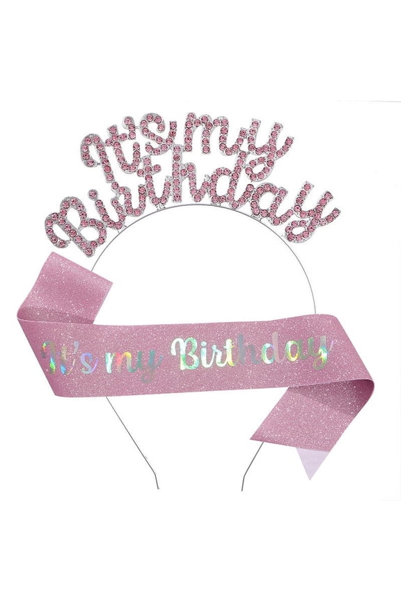 Luxurious Birthday Crowns for Women, New BIRTHDAY Headband Shoulder Band Ceremonial Band Set IT'S MY BIRTHDAY Tira Hair Accessories Party Supplies