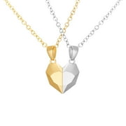 Pompotops Matching Magnetic Heart Necklace for Couples Two Souls One Heart Pendant Necklace Wishing Stone Birthday Anniversary Jewelry Gift for Friend