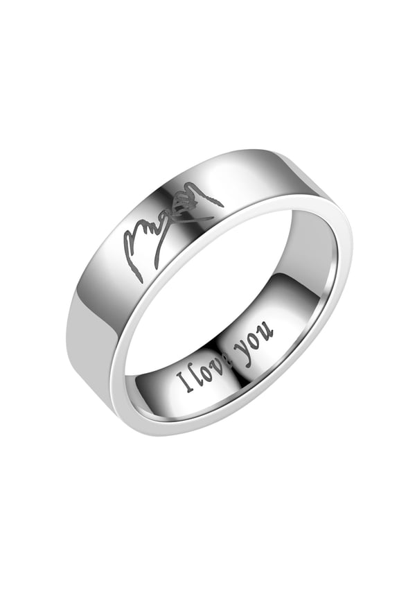 Matching Rings for Couples Stainless Steel Rings For Lovers Letter I Love You Holding Hands Valentine's Day Gift Silver