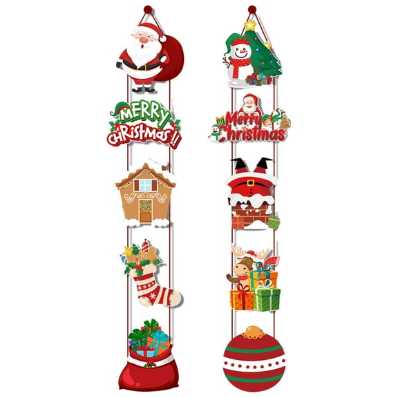 Vikakiooze Merry Christmas Banner Sign - Christmas Garage Door Banner Santa Claus Snowman Reindeer Stocking Couplet Christmas Decor Xmas Porch Hanging Banners Indoor Outdoor Christmas Door Cover Party