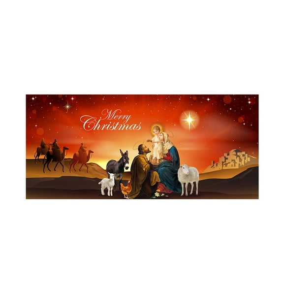 Pompotops Merry Christmas Garage Door Banner Cover Decoration 6x13FT, Wall Murals, Winter, Outdoor, Large Door Decoration For Interior And Exterior Decoration Of Christmas Poster Of Christmas