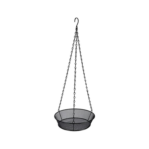 Pompotops Metal Black Hanging Bird Feeder Tray, Net Mesh Hanging Decorative Bird Feeder Tray, Wild Bird Feeder for Outside Hanging Seed Platform