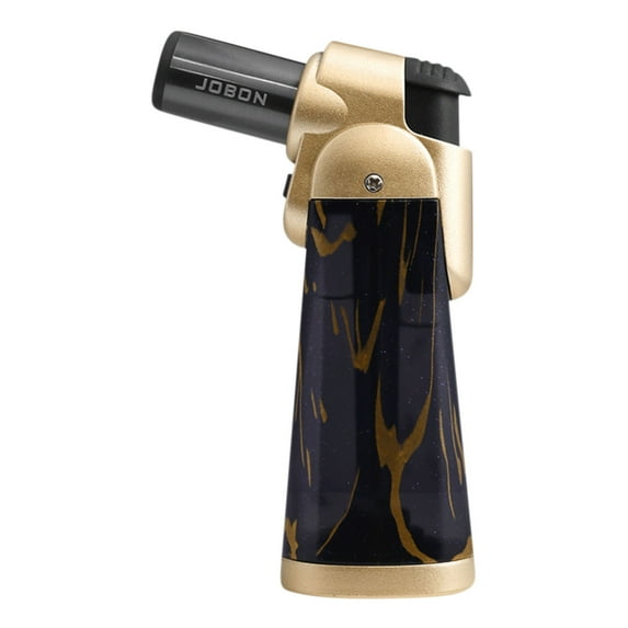 Pompotops Mini Butane Torch Lighter, Gas Lighter Small Portable Straight Elbow Blue Flame Lighter for Grill BBQ Gas Fireplace Fire Camping