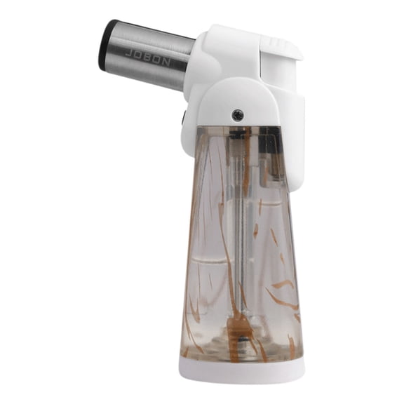 Pompotops Mini Butane Torch Lighter, Gas Lighter Small Portable Straight Elbow Blue Flame Lighter for Grill BBQ Gas Fireplace Fire Camping