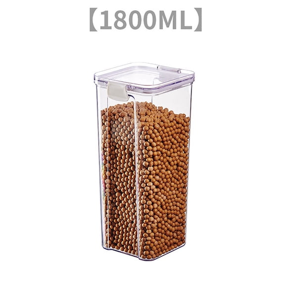 Pompotops Miscellaneous Grains Barley Noodle Storage Jar 1800ML Nut Candy Dry Storage Jar Square Transparent Buckle Dry Storage Jar