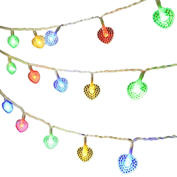 Pompotops Multicolor Led Beaded Heart Lights String Valentine's Day Confession INS Proposal Decorations Colorful Lights Wedding With Holiday Lights