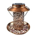 thumbnail image 1 of Pompotops New Creative Metal Wrought Iron Solar Lamp Hollow Outdoor Antique Hanging Bird Feeder, Gift for Friends, Yellow, 1 of 8
