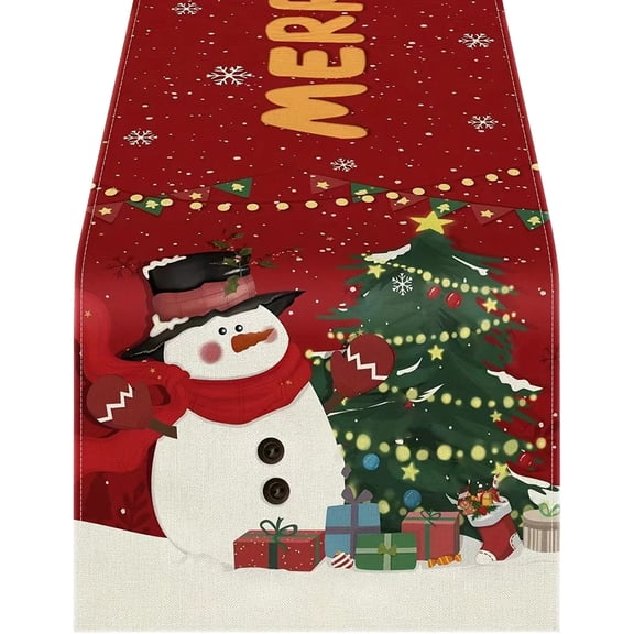 Pompotops Personalized Christmas Table Runner Linen Table Flag Christmas Home Restaurant Living Room Dining Table Indoor And Outdoor Decorative Table Cloth