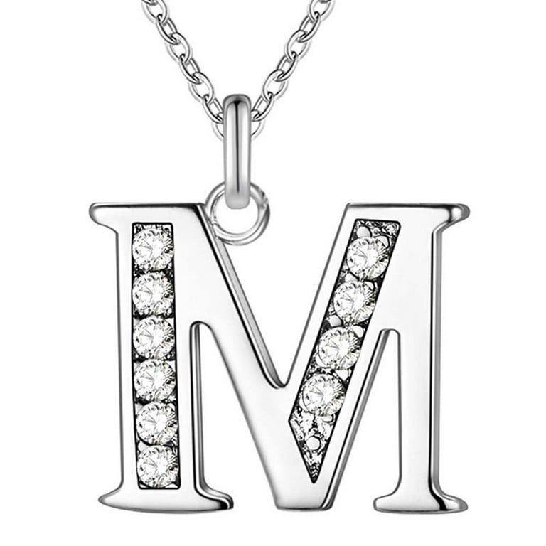 Pompotops Personalized Initial Necklace Zircon Diamond 26 Letters