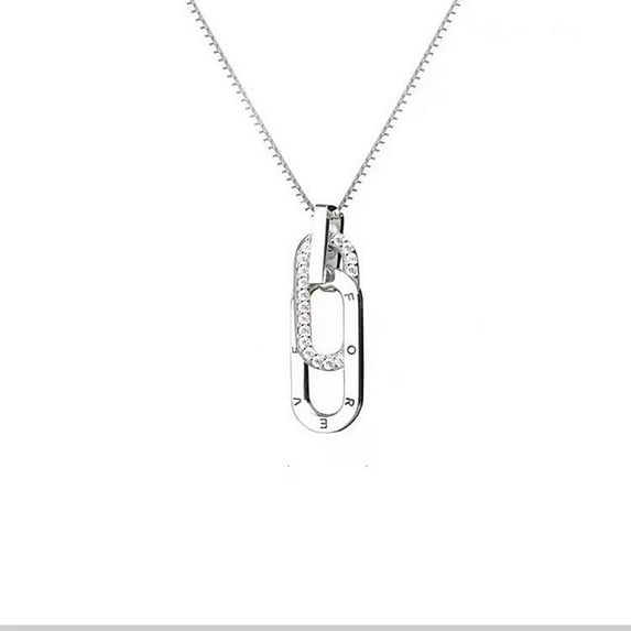 Pompotops Personalized Initial Necklaces Forever Linked Together Necklace Letters Paper Clip Interlocked Necklace Birthday Anniversary Jewelry Gift for Women