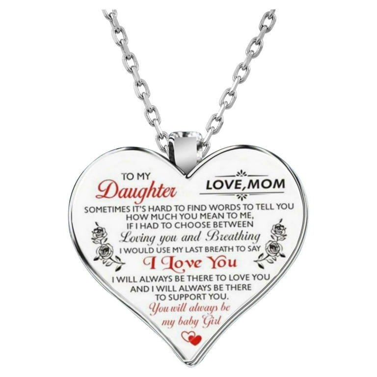 Pompotops Personalized Love Heart Pendant Necklace To My Daughter Love Mom  Heart Necklace Birthday Anniversary Gift for Daughter Teen Girls 