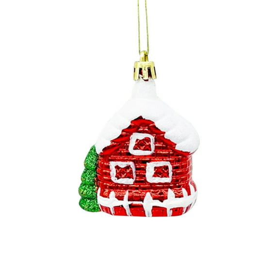 Pompotops Personalized Mini Cute 2PCS Christmas Tree Ornaments (Santa Claus Snowman Elk House Train Hat), Christmas Pendant Wall Hanging Living Room Home Crafts, Car Interior Pendant Decorations