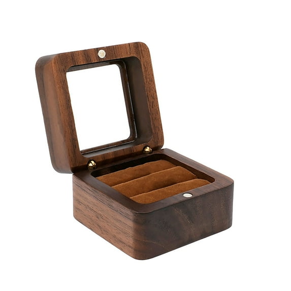 Pompotops Personalized Wooden Ring Box, Ring Box Jewelry Box Engagement Ring Holder Box With 2 Slot Wedding Ring Box For Ring Elegant And Retro Ring Holder Box For Wedding Proposal