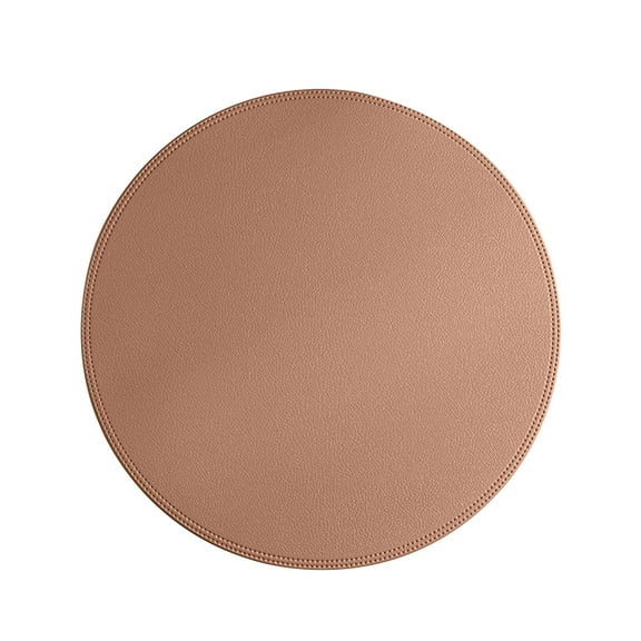 Pompotops Pink Round Leather Placemat Solid Colour Faux Leather Placemats , Coffee Mats, Kitchen Table Mats,, Easy To Clean Kitchen Table Mats