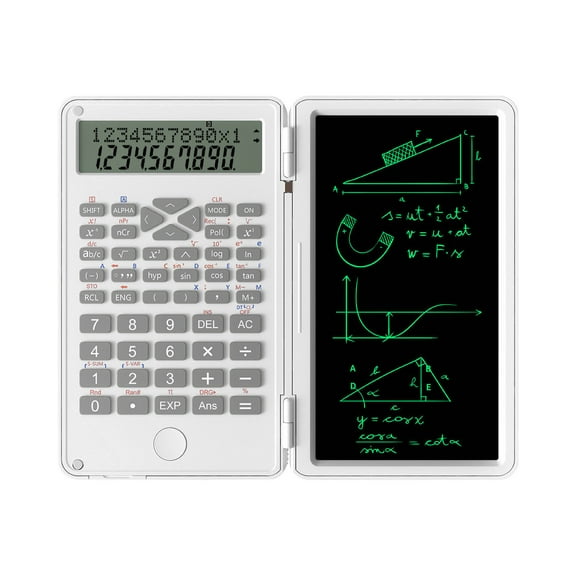 Pompotops Portable Desktop Calculator, Scientific Function Calculator With LCD Writing Tablet 12 Digits Dual Line Display Office Learning Home Handwriting Multifunctional Calculator