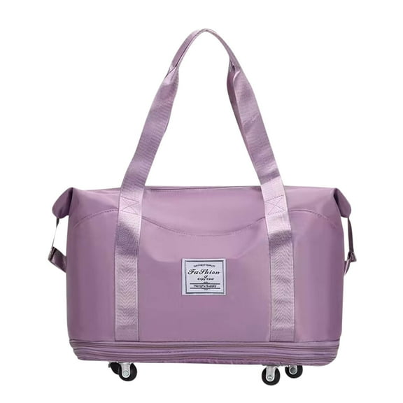 Pompotops Portable Large Capacity Folding Luggage With Wheels,Expansion Travel Duffel Bag With Dry And Wet Separation Portable Travel Waterproof Oxford Fabric Bag For Gym,vacation, Purple