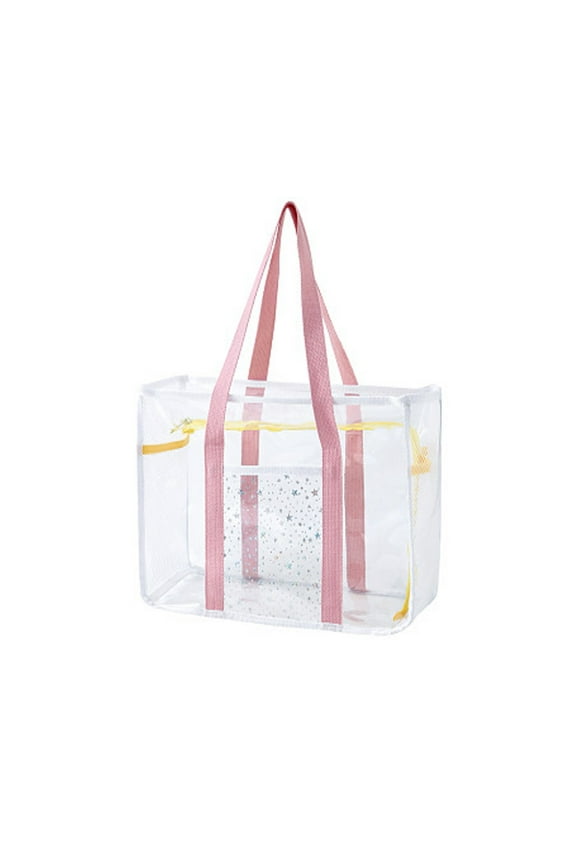 Portable Swimming Bag Outdoor Beach Bag, Handbag Women's PVC Transparent Travel Bag Storage Bag Convenient Swimming Bag Outdoor Beach Bag, Pink