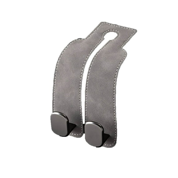 Pompotops Purse Holder for Car, Leather Car Seat Headrest Dual Hooks And Phone Holder Car Seat Back Organizer Phone Holder Car Headrest Hook For Wallets And Bags, Gray
