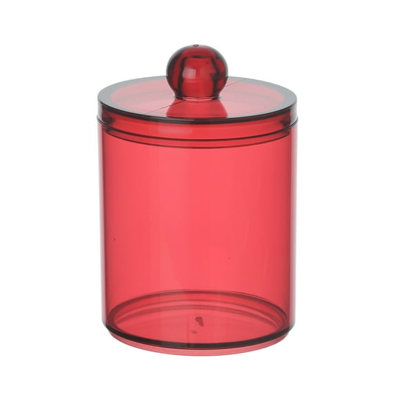 Pompotops Qtip Holder Dispenser For Cotton Ball Cotton Swab Cotton Round Pads Floss - 10OZ Clear Plastic Jar Set For Bathroom Canister Storage Organization, Hot Pink