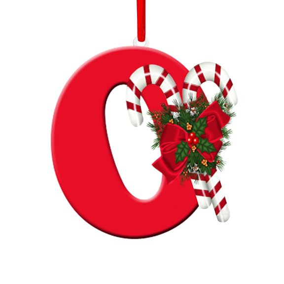 Pompotops Red Christmas Initial Ornaments, 26 Letters Christmas Tree Decoration Pendant, Christmas Tree Ornaments Personalized DIY Christmas Ornaments Christmas Decoration Xmas Tree Hanging Decor