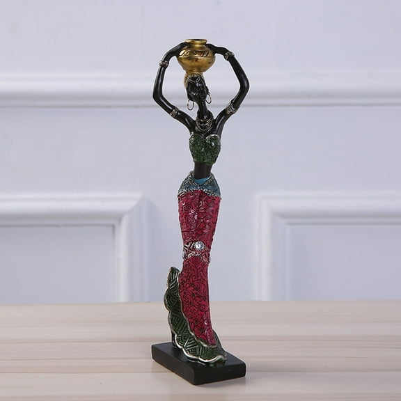 Pompotops Resin African Beauty Girl Statue Ethnic Style Home Decoration Creative Crafts