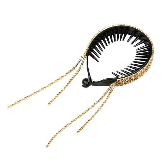 Pompotops Rhinestone Tassel Ponytail Hair Clips for Women Girls Buns Hair Holder Large Glittering Hair Styling Claws Hair Pins Accessories