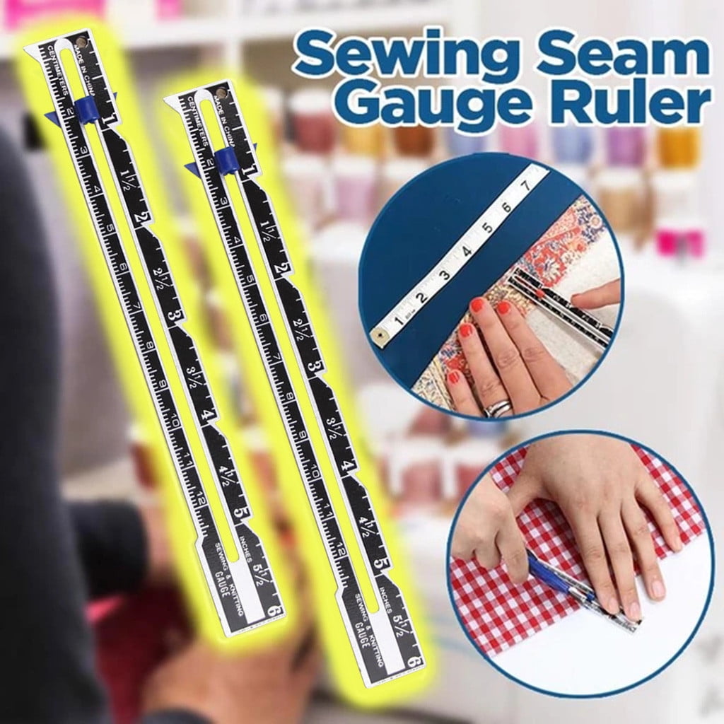 Metal Sewing and Knitting Gauge Seam Ruler in Inches and