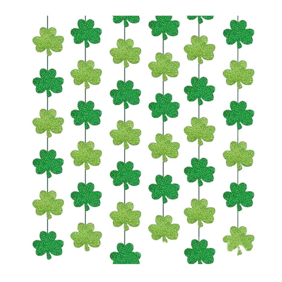 Vikakiooze Shamrock Clover Garland Banner, St Patricks Day Door Banner Decoration Irish Shamrock Front Porch Decor Welcome Hanging Sign for Irish Party Home Wall Decor