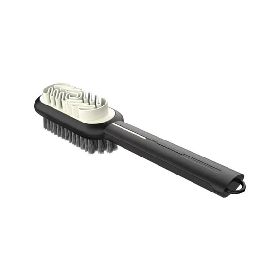 Pompotops Shoe Cleaner Sneaker Refreshes, Shoe Brush Labor-saving Hanging Hole Portable 2-Sided Leather Shoe Boot Cleaning Brush Daily Use, Black