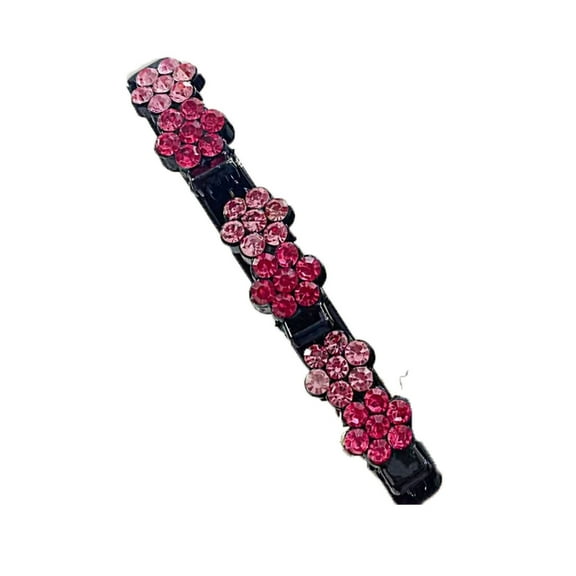 Pompotops Sparkling Crystal Stone Braided Hair Clips for Women Girls Crystal Flower Rhinestone Chopped Hairpin Duckbill Clip Hair Accessories