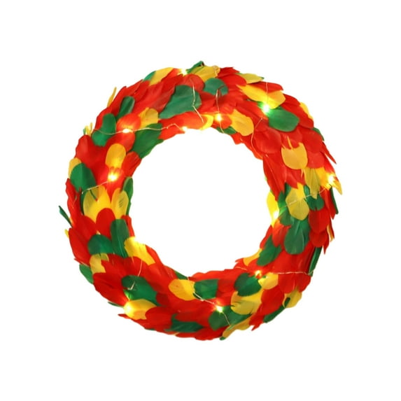 Pompotops Spring Easter Decorations, Easter Front Door Wreath Easter Feather Wreath Illuminated Garland With String Lights For Door Walls Windows Home Decoration