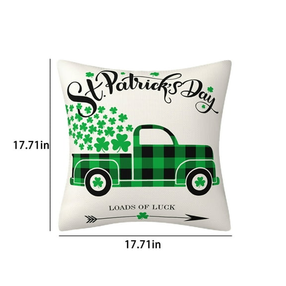 Pompotops St. Patrick's Day Decorations Four Leaf Throw Pillow Covers Ireland Holiday Indoor Outdoor Decorations Pillow Case St Patrick’s Day Shamrocks Pillowcase Cushion Cases For