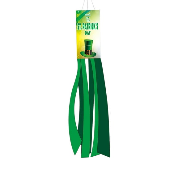 Pompotops St Patricks Day Windsock, Shamrocks Garden Flag 40 Inch Double Sided Outside Clovers Floral Yard Outdoor Flag, Courtyard Wind Sock Festival Supplies