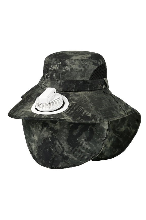 Sun Visor Hats with Fan Women, Summer Outdoor Fisherman's Hat Fishing And Hiking Sunscreen Mask Cover Face Breathable USB Charging Fan Sunshade Fisherman's Hat, Green