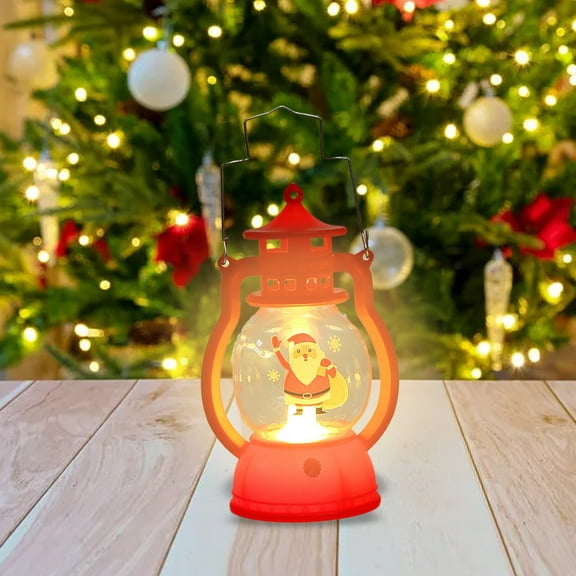 Pompotops Tabletop Christmas LED Night Light Gift Battery Powered Mini Lantern Christmas Lanterns Decorative Christmas Tree Home Decoration Lamp Light For Xmas Party Home Decor