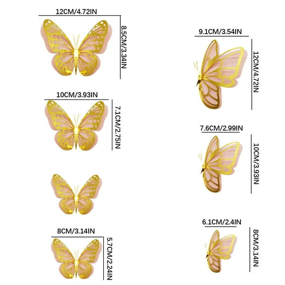 Pompotops Three-Dimensional Double-Layer Color Pearl Paper Hollow Simulation Butterfly Decoration Diy Wall Sticker