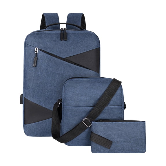 Pompotops Three-piece Business Backpack, Nylon Notebook Business Commuting Travel Backpack Casual Men's Travel Laptop Backpack