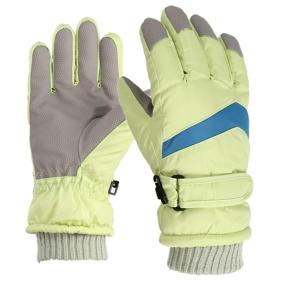 Pompotops Toddler Girls Boys Snow Gloves Warm Gloves Kids Ski Winter Gloves Waterproof Windproof Children Outdoor Snowboard Gloves Insulated Gloves, Green, Winter Clearance
