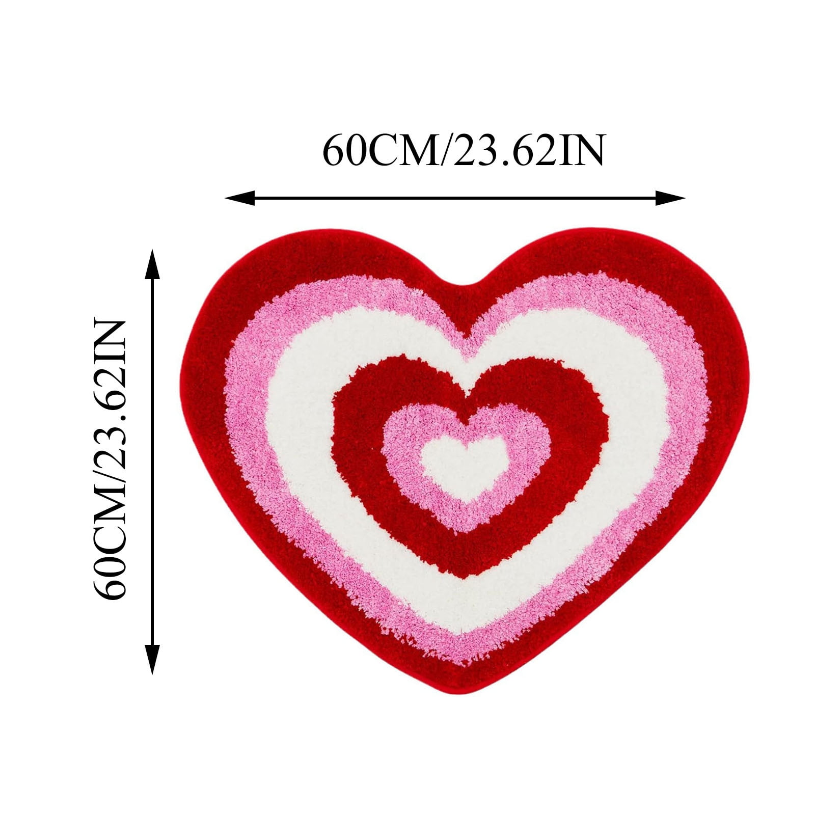 Pompotops Valentine's Day Heart Shaped Bath Mat Rug Floor Mat Non Slip