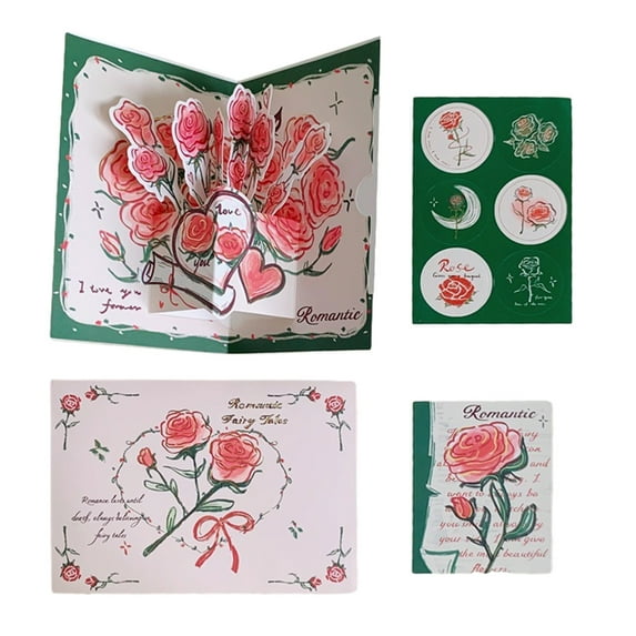 Pompotops Valentines Day 3D Greeting Card Happy Birthday Card Women Men Kid With Envelope Anniversary Card Wife Husband- Mother's Day Card Mom Greeting Card Wedding Thank You Card