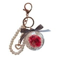 thumbnail image 1 of Pompotops Valentines Day Decorations Eternal Flower Rose Keychain Car Hang Leather Keychain Ring Valentine's Day Gift Red, 1 of 3