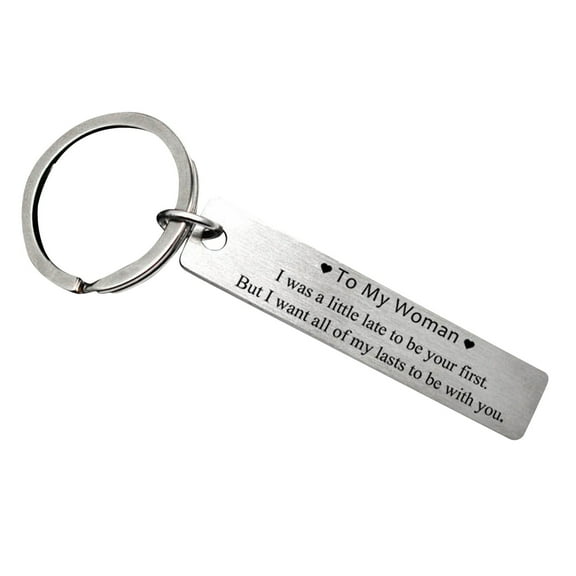 Pompotops Valentines Day Decorations TO MY MAN/WOMAN Stainless Steel Keychain Anniversary Gift Couple Valentine's Day Gift Silver