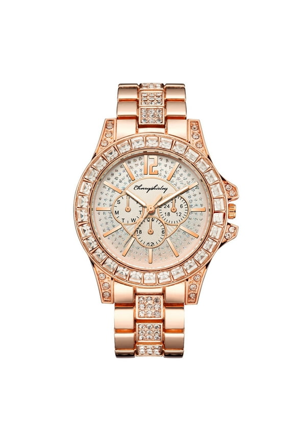 Valentines Day Watches for Women Diamond Quartz Watches Stainless Steel Strap Watches Valentine's Day Gift Rose Gold