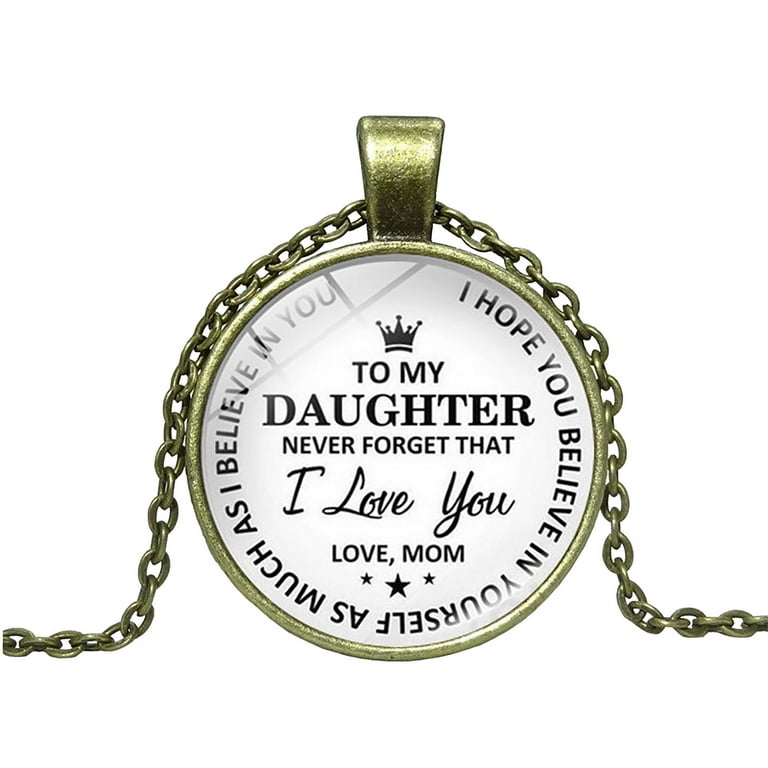 Pompotops Vintage Handmade Pendant Necklaces to My Daughter Necklace Birthday Anniversary Jewelry Gift for Girls Daughter, Women's, Silver