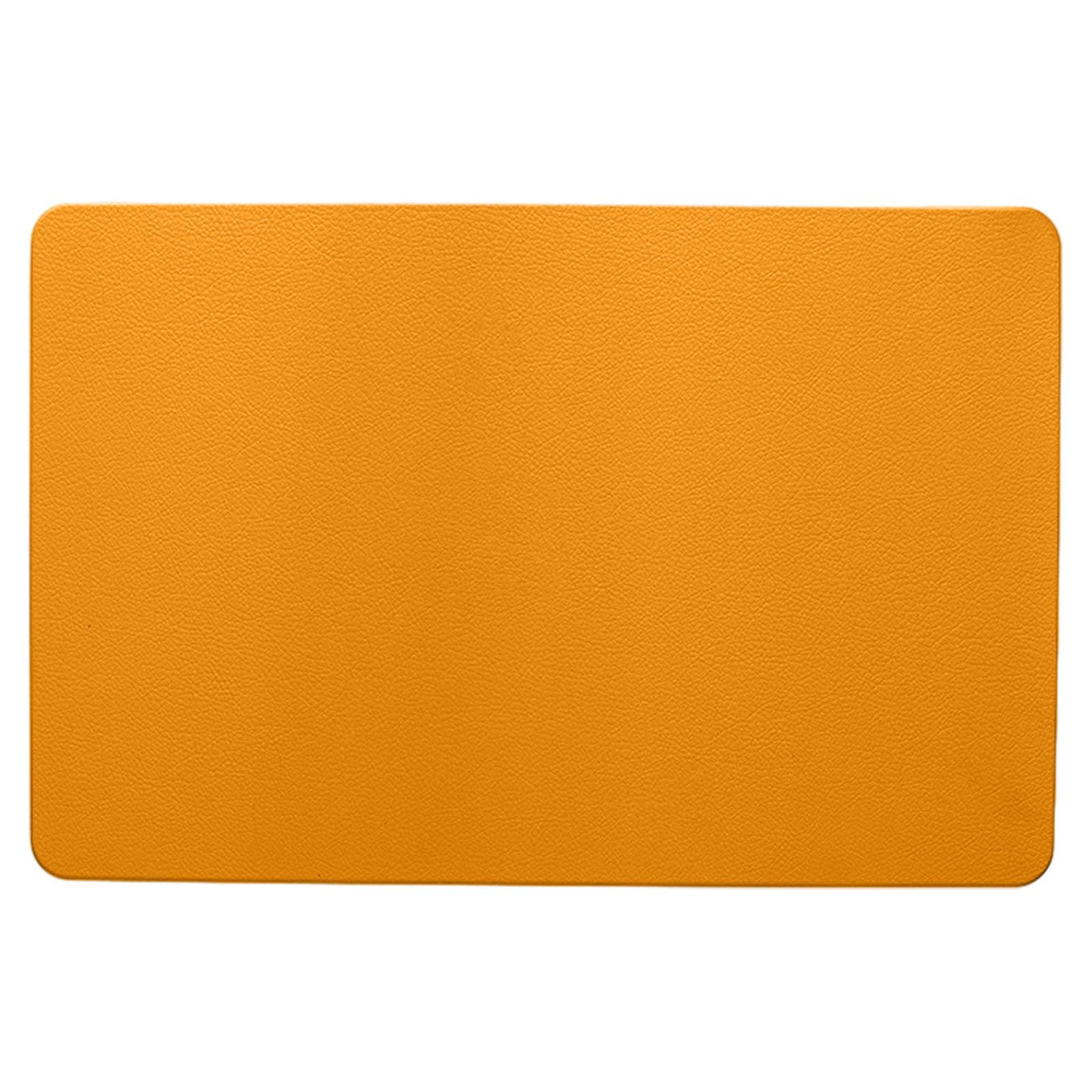 Pompotops Yellow Wipeable Rectangular Leather Placemat Solid Colour Faux Leather Placemats