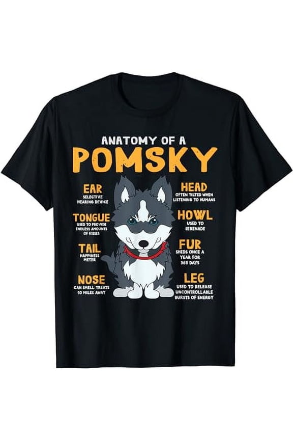Pomsky Anatomy Funny Dog Mom Dad Gift T-Shirt