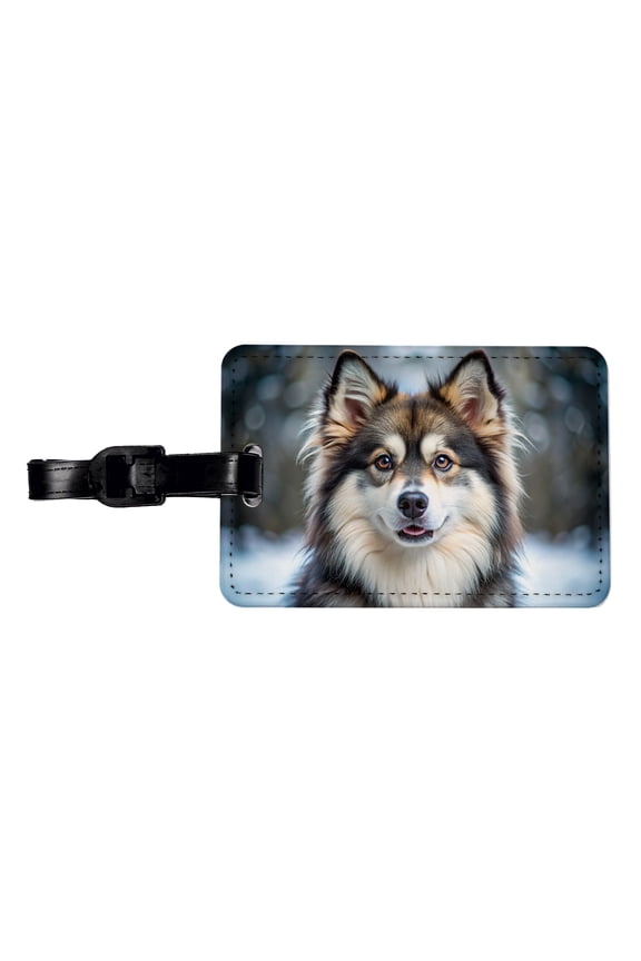 Pomsky Dog Photo Faux Leather Travel Luggage Tag
