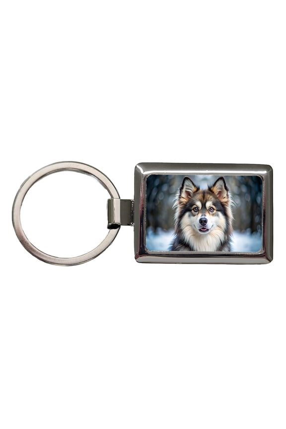 Pomsky Dog Photo Metal Rectangle Keychain