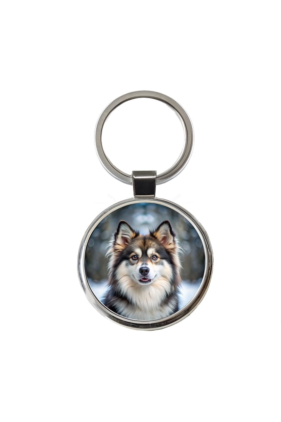 Pomsky Dog Photo Metal Round Keychain