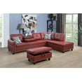 thumbnail image 1 of Pon Living 97.2" W Red Faux Leather Sectional Couch, L Shape Sectional Sofa with Ottoman, 1 of 7